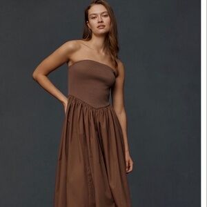 NWT Anthropologie Basque-Waist A Line Midi Dress